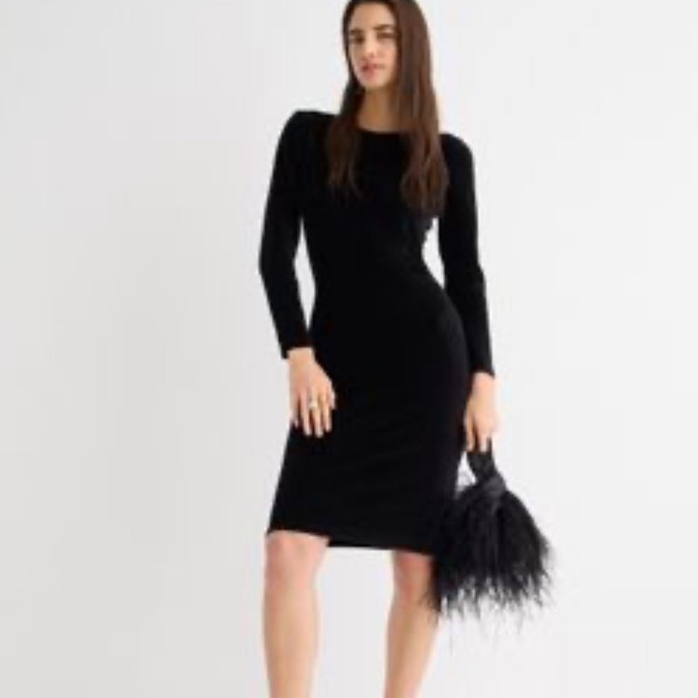 J. CREW Black Ponte Long Sleeve Dress Size XXS